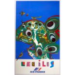 Travel Poster Air France Airline Isles Roger Bezombes