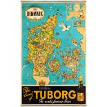 Advertising Poster Tuborg Beer Denmark Map Mielche Brewery