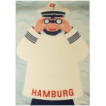 Travel Poster Hamburg Germany Sailor Binoculars