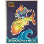 Travel Poster Fishing in Argentina Cowboy Fish