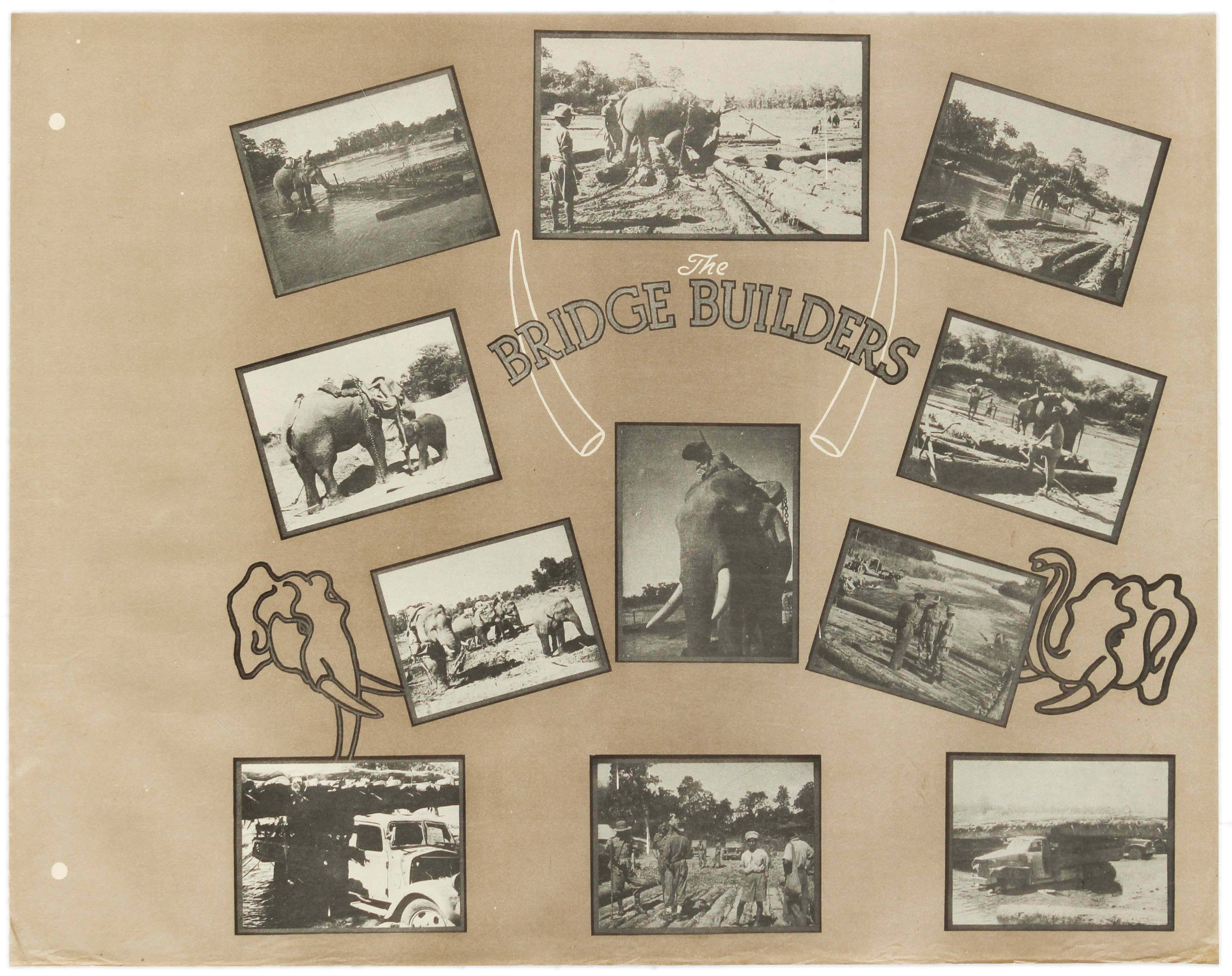 War Poster Bridge Builders Burma Campaign WWII Elephants