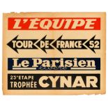 Sport Poster Tour De France 1952 Left Turn Cycling