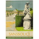 Travel Poster Sanssouci Palace Germany GDR DDR