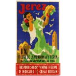 Travel Poster Sherry Festival Jerez Spain Jose Alvarez Gamez