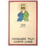 Propaganda Poster Careless Talk Costs Lives Fougasse Strictly Hitler WWII