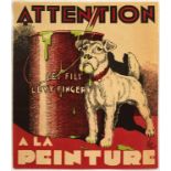 Original Advertising Poster Fresh Paint Dog Terrier Fils Levy Finger