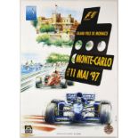 Original Sport Poster Monte Carlo Formula One Grand Prix 1997 Monaco