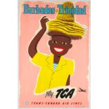 Original Travel Poster Barbados Trinidad Fly TCA Airline