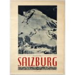 Original Sport Poster Salzburg Ski Lift Saalbach Skiing Austria Mountains