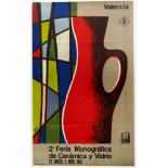 Original Advertising Poster Valencia Ceramic Exhibition Midcentury Modern