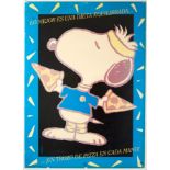 Original Advertising Poster Snoopy Schulz Pizza Workout Hallmark
