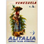 Original Travel Poster Venezuela Alitalia Airline