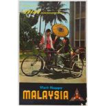 Original Travel Poster Happy Malaysia Thai International Airlines