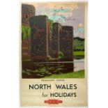 Original Travel Poster Beaumaris Castle North Wales Norman Wilkinson