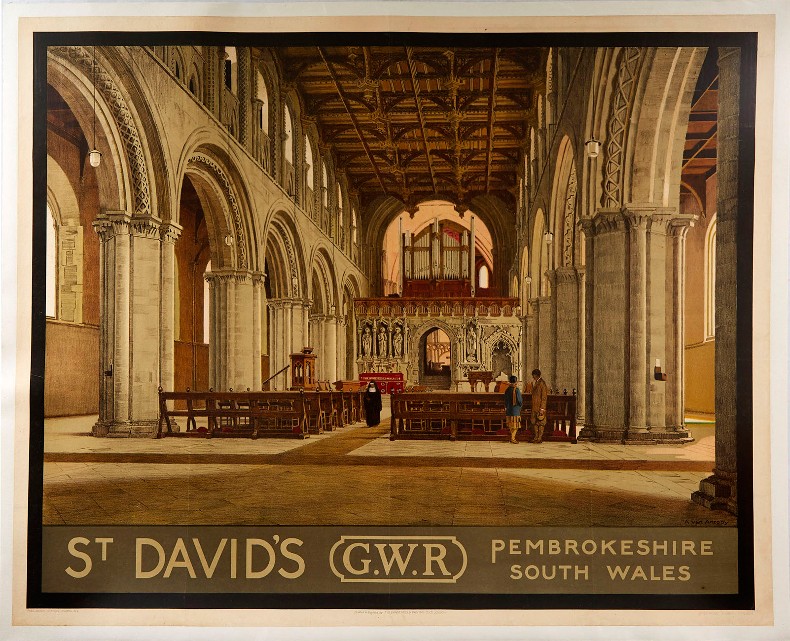 Original Travel Poster St David's Wales GWR Railway