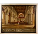 Original Travel Poster St David's Wales GWR Railway