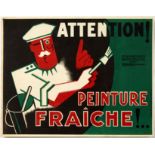 Original Advertising Poster Fresh Paint Art Deco Painter Bouchillou