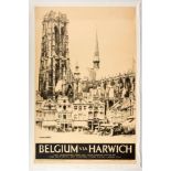 Original Travel Poster Belgium via Harwich Malines LNER Railway