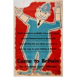 Original Travel Poster Come to Britain Policeman