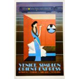 Original Travel Poster Venice Simplon Orient Express Lady Smoking