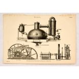Set Original Antique Prints Steam Engine Diagrams