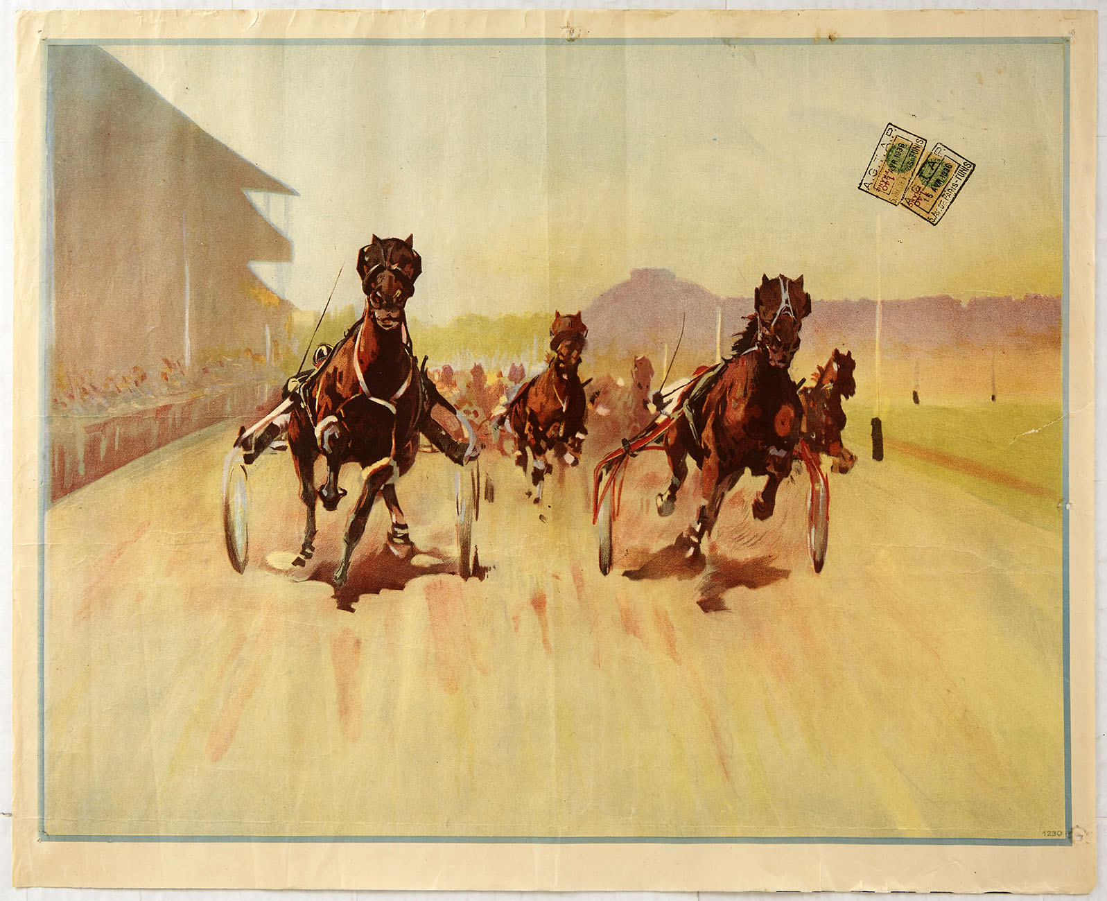 Original Sport Poster Horse Racing Tunis Harness