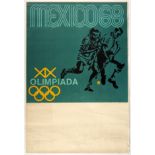 Original Sport Poster Mexico 1968 Olympics Grass Hockey Lance Wyman