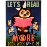 Original Advertising Poster Read More Books Week Owl Gareth Williams