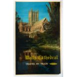 Original Travel Poster Wells Cathedral British Railways Western Region