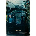 Original Advertising Poster Concorde Airplane Cockpit