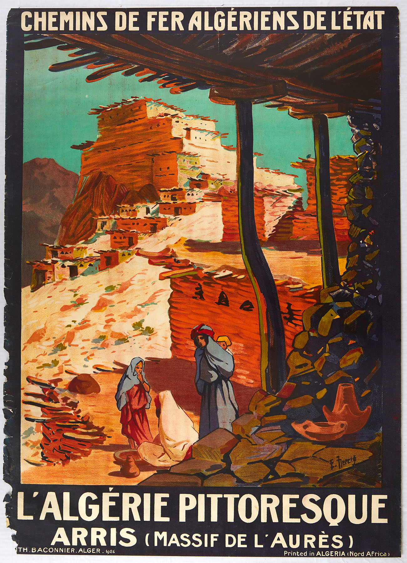 Original Travel Poster Algeria State Railways