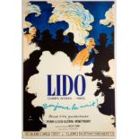 Original Advertising Poster Lido Bonjour La Nuit Cabaret Paris Gruau