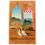 Original Travel Poster Travel Poster Playas de Guipuzcoa Basque Spain