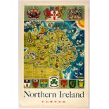 Original Travel Poster Northern Ireland Ulster Illustrated Map Frederick Griffin