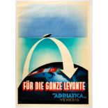 Original Travel Poster Adriatica Cruise Ship Art Deco