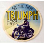 Original Advertising Poster Triumph Motorcycles Art Deco Round