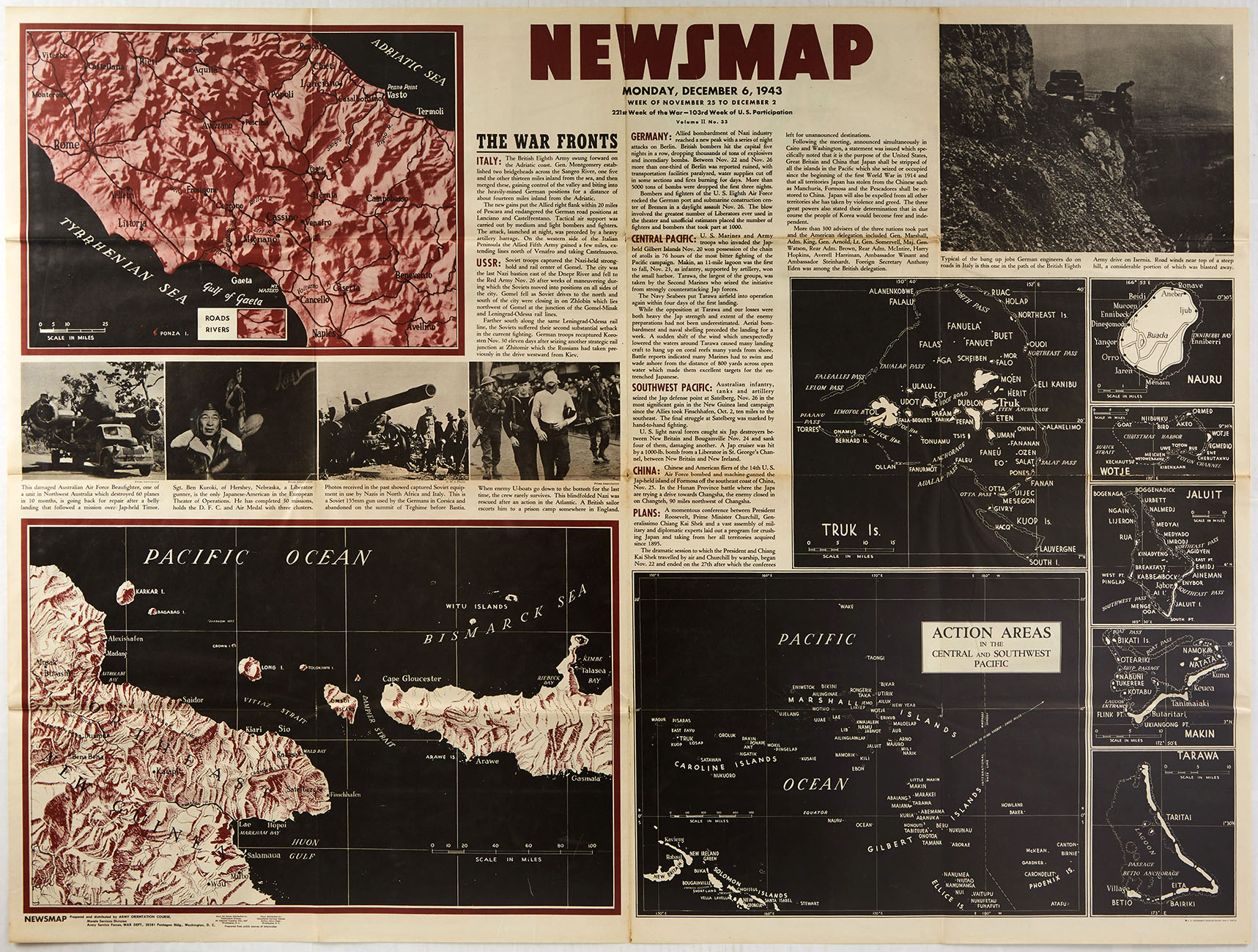 Original War Poster Sentinels Must Know WWII USA Newsmap - Image 2 of 2