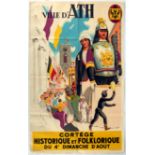 Original Advertising Poster Ath Carnival Procession History Folklore Belgium