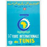 Original Travel Poster International Fair Tunisia Africa Midcentury