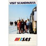 Original Travel Poster Ski Norway Skiers Oslo SAS Airlines Scandinavia