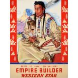 Original Railway Poster Route of the Streamliners Empire Builder Western Star Blackfeet Reservation