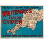 Original Advertising Poster Whiteways Cyder Flagon Devon Cornwall Map Cider Alcohol