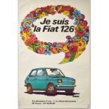 Original Advertising Poster Fiat 126 Car Flower Power Maluch