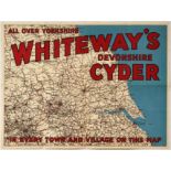 Original Advertising Poster Whiteways Devonshire Cyder Yorkshire Map