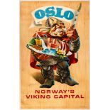 Original Travel Poster Oslo Norway Viking Capital
