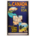 Original Travel Poster Canada USA CNR Canadian National Railways