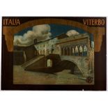 Original Travel Poster Viterbo Italy Italian Railways