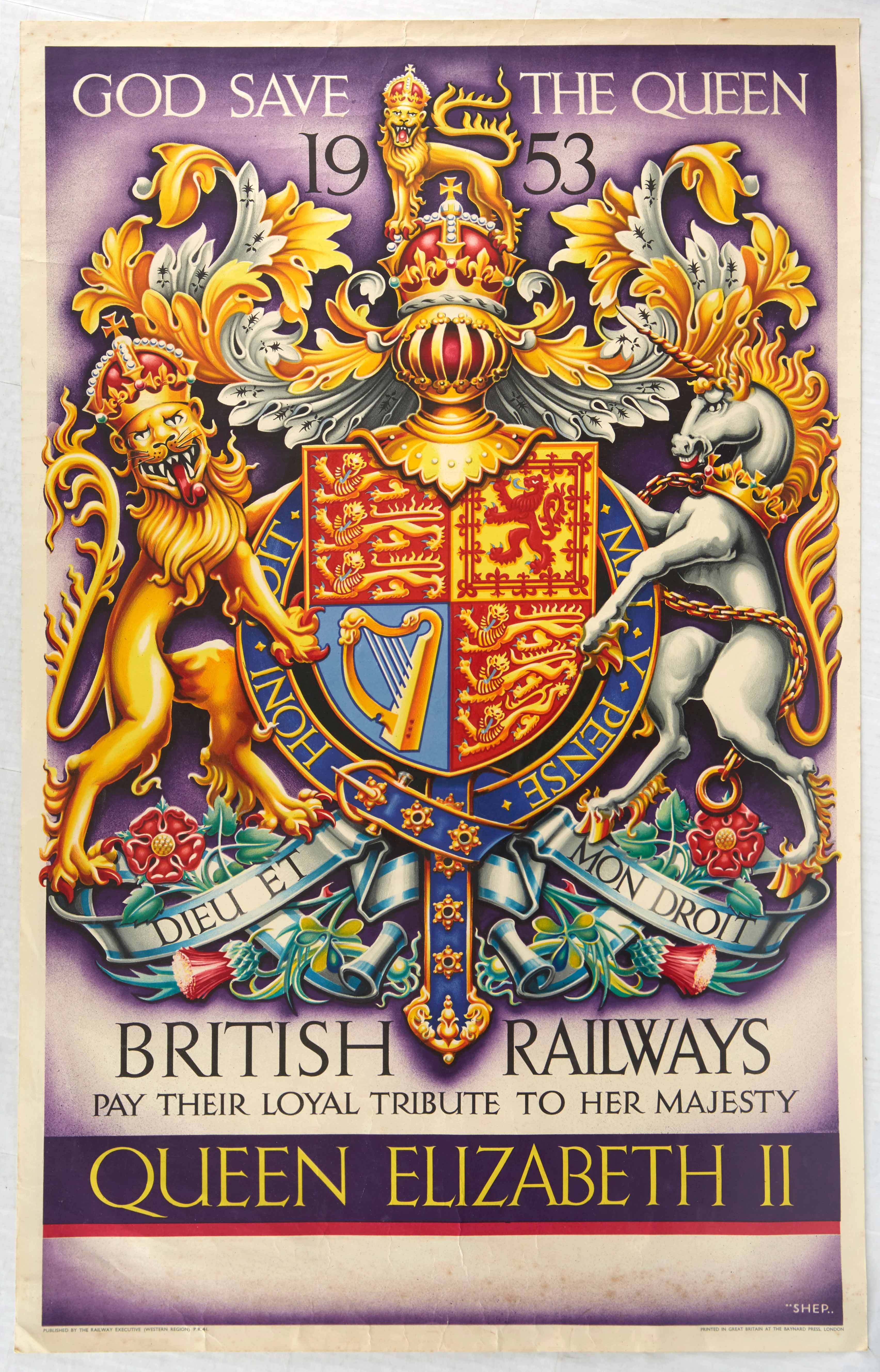 Original Travel Poster Queen Elizabeth II Coronation British Railways