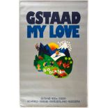 Original Travel Poster Gstaad My Love Ski Switzerland Skiing