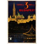Original Travel Poster Budapest Hungary Art Deco IBUSZ